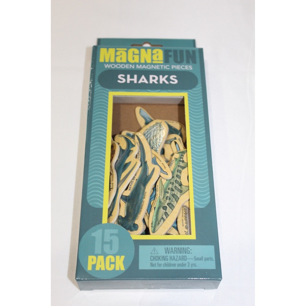 Bendon MagnaFun‎ Sharks Wooden Magnetic Pieces 15 Pack Kids Educational Toy New